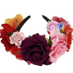 Flower Headband Boho Rose Fairy Music Festival Hippie Floral Dia los Muertos NEW